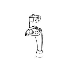 a black and white drawing of a faucet with two hands on the side