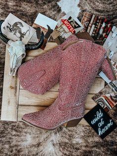 Tall Blush Rhinestone Cowgirl Boots - The Bevel Label Western Boots With Rhinestones For Spring, Spring Boots With Rhinestone Fringe, Summer Party Boots With Rhinestones, Embellished Pink Boots For Fall, Glamorous Crystal Embellished Spring Boots, Glamorous Crystal-embellished Spring Boots, Western Spring Boots With Rhinestone Rivets, Spring Western Boots With Rhinestone Rivets, Western Boots With Rhinestone Rivets For Spring