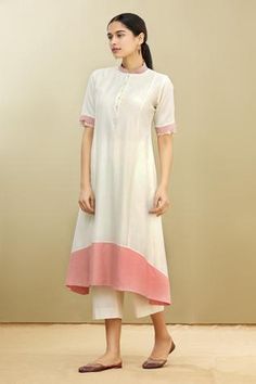 Shop for Brij White Kora Mandarin Collar Tunic for Women Online at Aza Fashions White Straight Kurta Dress With Embroidered Border, White Cotton Kurta With Embroidered Neckline, Fitted White Cotton Tunic, White Short Sleeve Kurta For Spring, White Embroidered Neckline Kurta For Spring, White Straight Kurta Tunic For Spring, White Embroidered Kurta For Spring, White Fitted Tunic Kurta, White Kurta With Embroidered Neckline For Spring