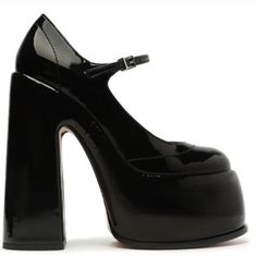 Elevate your shoe game with these stunning Schutz Zayne patent Mary Jane black platform block buckle pump heels. The round toe and buckle closure add a touch of sophistication, making them perfect for any occasion, whether it's a party, formal event, or business meeting. The solid pattern and sleek black color make them versatile enough to pair with any outfit. Crafted from high-quality leather, these heels are durable and comfortable enough to wear all day long. The 9 US shoe size is the perfect fit for any woman, making these shoes a must-have in your wardrobe. Shop now and add these timeless Schutz heels to your collection. Schutz Heels, Pump Heels, Black Platform, Business Meeting, Shoe Game, Solid Pattern, High Quality Leather, Pumps Heels, Formal Event