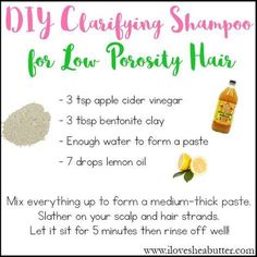 diy clarifying shampoo for natural hair. This is a great hair clarifier for low porosity hair! Low Prosperity Hair, Clarifying Shampoo For Natural Hair, Diy Clarifying Shampoo, Natural Hair Shampoo, Best Natural Hair Products