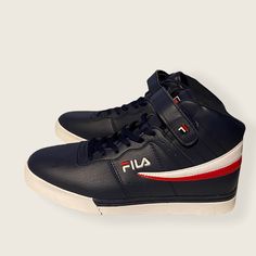 Navy Blue Fila Sneakers Size: 10.5 I’m Perfect Condition Brand New / Have Never Been Used Please See Photos For Further Details Offers Welcome Fila Sneakers, Fila Shoes, Shoes Men, High Top, Top Sneakers, High Top Sneakers, Athletic Shoes, Shoes Mens, Men's Shoes