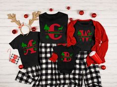 Christmas Custom Name Initial Shirt, Xmas Matching Pajama, Family Christmas Shirt, Personalized Christmas Couple Shirt,Christmas Group Shirt ➤HOW DO I KNOW WHAT SIZE FITS ME BEST To See Our Size Chart, Please Make Sure To Scroll Through The Photos. The Measurements For Our Shirts Are Listed There As Well. These Are A Unisex Fit, So They Will Be Looser If You Order Your Normal Women's Size. For A More Fitted Look, Most People Will Size Down. Please Keep In Mind That Our Size Chart Measurements Ar Family Matching Long Sleeve Christmas T-shirt, Black Long Sleeve Holiday Shirt, Black Long Sleeve Christmas T-shirt, Black Christmas Tops With Letter Print, Black Long Sleeve Christmas Shirt, Black Holiday Shirt, Black Winter Holiday T-shirt, Family Matching Holiday Shirt With Crew Neck, Long Sleeve Christmas Holiday Shirt