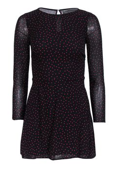 Current Boutique-Reformation - Black & Red Polka Dot A-Line Long Sleeve Dress Sz 4 French Girl Chic, Chic Shop, Buy Shoes Online, Red Polka Dot, Chunky Sneakers, French Girl, Day Dresses, Round Neckline, Sleeve Dress