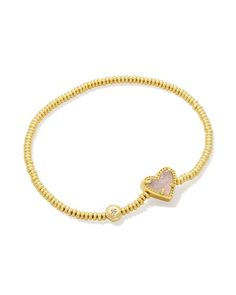 Ari Heart Gold Stretch Bracelet in Iridescent Drusy | Kendra Scott Everyday Heart Beads Stretch Bracelet, Casual Heart Charm Bracelet For Everyday Wear, Casual Gold Heart Bracelet, Casual Heart Charm Bracelet, Casual Everyday Heart Bracelet For Valentine's Day, Casual Everyday Heart Beads Bracelet, Casual Gold Heart Bracelet For Valentine's Day, Wrist Stack, Gold Stretch Bracelet