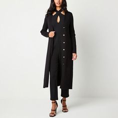 This Bold Elements women's long-sleeve cardigan is a super chic style to add to your collection for cold-weather days. Made from a super-soft knit, this long cardigan has a sleek design with a relaxed-fit, button closures and front pockets. Wear it over a fitted top with jeans or pants. Closure Type: ButtonFit: Classic FitNeckline: Open NeckPockets: 2 Front Slip PocketsSleeve Length: Long SleeveSleeve Style: Fitted SleeveApparel Length: 44.5 InchesFiber Content: 50% Rayon, 28% Polyester, 22% Nyl Chic Solid Color Button-up Cardigan, Chic Button-up Cardigan With Pockets, Long Sleeve Sweater Coat With Buttons For Work, Chic Solid Cardigan With Button Closure, Chic Cardigan With Button Closure, Button-up Sweater Coat For Workwear, V-neck Sweater Coat For Work, Chic Long Sleeve Sweater Coat With Buttons, Black Long Sleeve Sweater Coat With Buttons