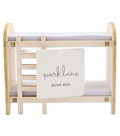 a wooden bunk bed with a white label on it that says parklane bunk bed