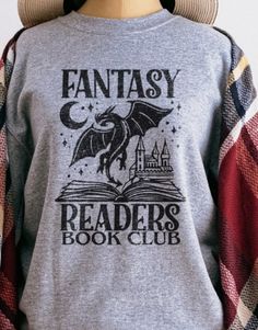 Fantasy Readers Book Club unisex cotton t-shirt Bookish Crew Neck T-shirt With Letter Print, Literary Crew Neck T-shirt With Screen Print, Screen Print Crew Neck T-shirt, Black Literary Crew Neck T-shirt, Literary Graphic Print Crew Neck T-shirt, Graphic Print Crew Neck T-shirt For Reading, Literary Style T-shirt With Letter Print And Crew Neck, Literary Letter Print Crew Neck T-shirt, Bookish Crew Neck T-shirt With Graphic Print