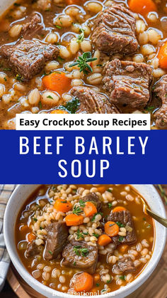 Beef Barley Soup - This wholesome Barley Soup with tender beef is the ultimate comfort food! Cooked low and slow, it’s one of the best Easy Slow Cooker Recipes to warm you up. Save this pin for a flavorful and effortless Crockpot Soup your family will love!