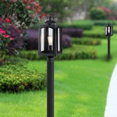 Enhance your outdoor exterior with this vintage outdoor post light. The elegant geometric shade and clear glass is designed to add a sense of vintage-inspired flair and maximize warming and welcoming radiance. The exquisite post light features a fully matte black accent with a rich powder coating on surface which is totally workable for dry or even damp environments. The outdoor post light accommodates for 1 medium-base bulb of up to 60-Watt (bulb not included) that disperse ambient light to war Outdoor Post Light, Vintage Outdoor, Outdoor Post Lights, Contemporary Outdoor, Ambient Light, Post Lights, Black Accents, Beautiful Lights, Powder Coating