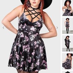 Brand New With Tags Never Worn Killstar Clothing, Killstar Dress, Gothic Outfit, 2010 Fashion, Beautiful Summer Dresses, Skulls And Roses, Neck Choker, Lace Camisole, Stretch Velvet