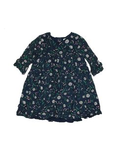 Gymboree Dress Size: 8 Green Skirts & Dresses - used. 100% RAYON, Popover, Crew Neck, High Low, 3/4 Sleeve | Gymboree Dress - Popover: Green Skirts & Dresses - Used - Size 8 Winter Cotton Dress With Floral Print, Winter Cotton Floral Print Dress, Winter Floral Print Cotton Dress, Casual Skirted Dress For Fall, Casual Long Sleeve Floral Dress For Winter, Fall Cotton Dress With 3/4 Sleeves, Cotton Dresses With Ruffles And 3/4 Sleeve, Cotton Dress With Ruffles And 3/4 Sleeves, Cotton Ruffle Dress With 3/4 Sleeves