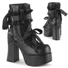 Estilo Emo, Goth Shoes, Lace Ankle Boots, Gothic Boots, Demonia Shoes, Gothic Shoes, Dr Shoes, Super High Heels, Platform Heels Chunky