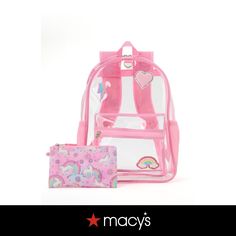 in stock Pink Unicorn Print Backpack For Back To School, Student Backpack With Unicorn Print, Unicorn Print Standard Backpack For Travel, Unicorn Print Backpack For Everyday Use, Standard Backpack With Unicorn Print For Everyday Use, Clear Backpack, Backpack Set, The End Game, Cute Backpacks