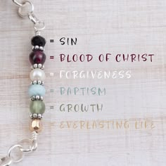 Salvation Bracelet– Holly Lane Faith Bracelet Diy, Faith Beaded Bracelets, Bible Verse Bracelets Diy, Christian Bracelet Ideas, Gospel Bracelet, Meaningful Bracelets, Scripture Bracelet, Salvation Bracelet, Beaded Ideas