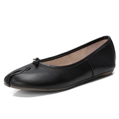 Depicted on the front of these leather ballerina shoes, this slip-on pair is both unique and versatile. Style: Ballet Flats Upper Material: Calf Leather Shoe Width: Standard Type: Flat Department: Women Toe Shape: Splite toe Occasion: Casual Fall Ballet Flats With Rubber Sole, Spring Slip-on Leather Shoes With Rubber Sole, Leather Slip-on Ballet Flats For Spring, Spring Leather Shoes With Rubber Sole And Slip-on, Spring Leather Shoes With Rubber Sole Slip-on, Spring Leather Shoes With Slip-on Fit And Rubber Sole, Slip-on Ballet Flats With Stitched Sole, Spring Slip-ons With Stitched Sole And Almond Toe, Slip-on Flats With Leather Sole And Round Toe