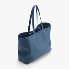 Women's Classic Easy Tote Bag in Indigo | Size: CLASSIC | Pebbled Leather by Cuyana | Women's Classic Easy Tote Bag in Indigo | Size: CLASSIC | Pebbled Leather by Cuyana Tote Organizer Insert, Tote Insert, Small Leather Accessories, Classic Leather Tote, Interior Organization, Small Zipper Pouch, Tote Organization, Leather Industry, Lightweight Bag