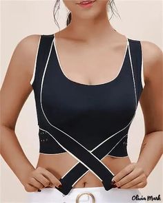 Olivia Mark - Contrast Support Crossover Sports Bra Vs Bras, Adjustable Bra, Sport Bra, Black Sports Bra, Female Athletes, Active Women, Steel Ring, Bra Women, Women's Fitness