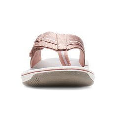 This Cloudsteppers flip flop features a lightweight eva midsole and an airy eva footbed that cushions the foot without adding weight. A hook and loop closure provides the secure fit needed for all-day walking. Perfect for carry-on luggage and beach bags.Features: ComfortClosure Type: Slip-OnFootwear Technology: Clarks - CloudsteppersShoe Heel Height: 1 InchUpper/Outer Base Material: 100% SyntheticShoe Lining Material: FabricSole Material Content: 100% Thermoplastic-RubberToe Type: Open Toe, Roun Comfortable Adjustable Eva Flip Flops, Adjustable Comfortable Eva Flip Flops, Comfortable Cushioned Sandals With Eva Footbed, Adjustable Arch Support Flip Flops, Adjustable Arch Support Flat Flip Flops, Synthetic Toe Post Sandals With Cushioned Footbed, Cushioned Slip-on Eva Sandals, Adjustable Synthetic Slippers With Arch Support, Lightweight Synthetic Round Toe Flip Flops