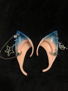 Elf Ears With Jewelry - Etsy Elf Ears Piercing, Elf Ears Jewelry, Painted Elf Ears, Elf Ears Aesthetic, Elf Ear Piercing, Pierced Elf Ears, Fake Elf Ears, Elf Ears With Piercings, Elf Ears Earrings