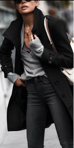 Chic Winter Blazer For Layering, Elegant Button-up Outerwear For Winter, Elegant Outerwear With Button Closure For Layering, Elegant Long Sleeve Blazer For Cold Weather, Elegant Gray Outerwear For Fall, Chic Gray Solid Color Outerwear, Gray Outerwear With Buttons For Layering, Gray Outerwear With Button Closure For Layering, Chic Gray Outerwear For Fall