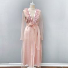 Bridal Tulle Robe Long Night Gown Sleep Dress Powder Pink - Etsy Feminine Satin Party Sleepwear, Chic Pink Sleepwear For Wedding Night, Feminine Pink Organza Gown, Elegant Pink Nightgown For Loungewear, Elegant Sheer Party Kimono, Feminine Satin Nightgown For Party, Pink Tulle Maxi Length Gown, Elegant Pink Evening Sleepwear, Elegant Pink Sheer Gown