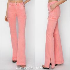 Trendy Pants, Pink Denim, Swimwear Bottoms, Women Rising, Leisure Activities, Plus Size Activewear, Muffin Top, Bell Bottom, Split Hem