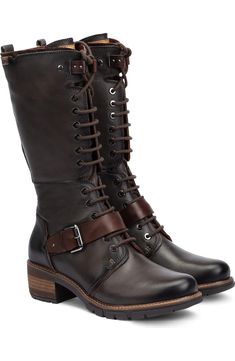 PIKOLINOS San Sebastian Lace-Up Tall Boot (Women) | Nordstrom Outfits Nonbinary, Brown Tall Boots, Boots With Laces, Moto Chic, Tall Brown Boots, Elf Clothes, Tall Boot, San Sebastian, Lug Sole