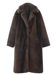 Embrace the Cozy Chic with this luxurious Faux Fur Long Coat. Indulge in the epitome of winter elegance with this stunning faux fur long coat. Crafted from the finest man-made fibers, this coat offers unparalleled warmth and comfort without compromising on style. The rich brown color, with its subtle variations, adds a touch of sophistication and timeless appeal. Designed with a vintage flair, the women's fur coat exudes a sense of classic charm. The open stitch closure and turn-down collar add Fall Faux Fur Coat With Faux Fur Trim, Elegant Fluffy Winter Outerwear, Fall Long Faux Fur Coat, Fall Long Fur Coat With Faux Fur Trim, Long Winter Outerwear With Faux Fur Trim, Long Fall Outerwear With Faux Fur Lining, Long Fur Coat With Faux Fur Lining For Fall, Long Fur Coat With Faux Fur Trim For Fall, Long Faux Fur Coat With Faux Fur Lining