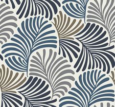 Sample Trousdale Dark Blue Fanning Flora Wallpaper by Scott Living Tropical Wallpaper Prints, Subtle Tropical Wallpaper, Tropical Pattern Design, Tropical Leaves Wallpaper, Bohemian Wallpaper, Playful Palette, Signature Aesthetic, Scott Living, Palm Leaf Wallpaper