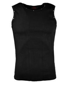 Black men's tank top in Gothic style. Solid Fine Rip Sleeveless Shirt with Dark Rivets An der Säumen. Stretchy. Black Tank Top Men, Gothic Men, Men's Tank, Gothic Style, Sleeveless Shirt, Gothic Fashion, Rivets, Black Tank Tops, Mens Tank Tops