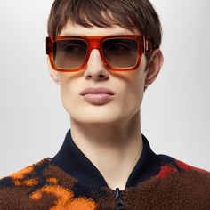 LOUIS VUITTON® - Lv Clash Square Large Sunglasses - Orange Modern Brown Shield Sunglasses With Square Frame, Modern Brown Square Frame Shield Sunglasses, Brown Shield Sunglasses With Gradient Lenses, Modern Brown Glass Shield Sunglasses, Modern Brown Shield Sunglasses With Gradient Lenses, Large Sunglasses, Louis Vuitton Sunglasses, Louis Vuitton Official, Style Statement