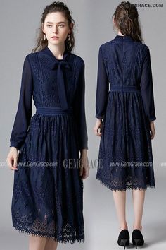 10% off now|Free shipping world-wide. L-5XL Romantic Navy Blue Lace Dress with Long Sleeves at GemGrace. Click to learn our pro custom-made service for wedding dress, formal dress. View #WeddingGuestDresses for more ideas. Navy Blue Lace Dress, Best Wedding Guest Dresses, Blue Lace Dress, For Wedding Dress, Semi Formal Dresses, Lace Blue Dress, Dress With Long Sleeves, Online Wedding Dress, Dress Formal