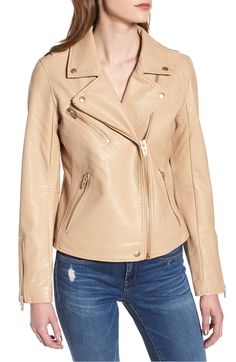 Faux Leather Moto Jacket, Alternate, color, Natural Light Vegan Leather Jacket, Faux Leather Moto Jacket, Leather Motorcycle Jacket, Leather Moto, Blank Nyc, Leather Moto Jacket, Luxury Clothing, Leather Jackets Women, Amazon Women