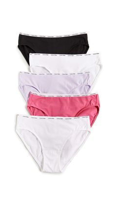 PRICES MAY VARY. Take it easy in the perfectly laid-back Calvin Klein 5-Pack Signature Cotton Bikini Bottoms crafted from an ultrasoft stretch cotton with a branded elastic waistband that sits low on the hips. Full rear coverage and a soft cotton gusset. Five per pack. Style #QP1094M. 95% cotton, 5% elastane.  Calvin Klein Womens Underwear Size Chart  Calvin Klein Underwear Womens Bralette Size Chart  Take it easy in the perfectly laid-back Calvin Klein™ 5-Pack Signature Cotton Bikini Bottoms cr Calvin Klein Set, White Peony, Reebok Women, Calvin Klein Women, Bra And Panty Sets, Bras And Panties, Black & White, Bra Women