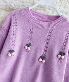 Cute round neck long sleeve sweater cherry sweater Fabric: blended Color: blue, pink, white Size: free size length 59 bust 100-118 sleeve length 46 Cherry Sweater, Sweater Fabric, Sleeve Sweater, Long Sleeve Sweater, Free Size, Pink White, Round Neck, Color Blue, Cherry