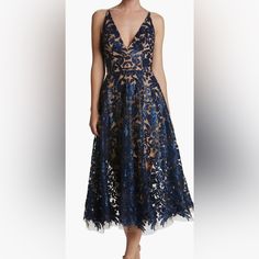 Gorgeous Blue Sequin Semiformal Cocktail Party Dress By Popular Nordstrom Brand Dress The Population. Embroidered Floral Accented By Sparkly Sequins Layered On Tulle Sits On Top Of Nude Lining. For A Dramatic Effect On Body! Spaghetti Straps, V-Neck, Zipper Back With Hook Closure, Fit And Flare Styling, Shimmering Sequins Embellish An Elegant Lace Dress In A Flattering Fit-And-Flare Silhouette With A Plunging V-Neck. 45" Length (Size Medium) Hidden Back-Zip Closure Plunge V-Neck Sleeveless Lined To The Knee 100% Nylon Pit To Pit 19” Like New Excellent Condition Worn Once! On Nordstrom.Com For $288 Now Sleeveless Blue Lace Party Dress, Blue Lace Evening Dress For Summer, Blue Sleeveless Lace Dress For Party, Blue Lace Midi Length Dresses, Blue Lace Dress For Gala, Royal Blue Midi Dress For Party, Blue Lace Gala Dress, Blue Lace Dress For Party, Royal Blue Summer Dress For Gala