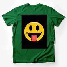 Smiley Face T-Shirt with Tongue Out, Funny Emoji Graphic Tee, Unisex Casual Wear Male T-Shirt Custom graphic T-Shirt.Customize your color Green Graphic Tee With Logo Print, Green Fun T-shirt With Screen Print, Fun Green T-shirt With Screen Print, Funny Graphic Short Sleeve Tops, Funny Graphic Design Short Sleeve Tops, Funny Green Tops With Letter Print, Funny Short Sleeve Tops With Graphic Design, Funny Green Top With Letter Print, Green Short Sleeve T-shirt With Screen Print