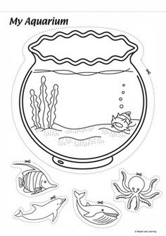 a paper cut out of an aquarium with fish and sea animals in it's bowl