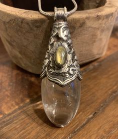 Crystal and Labradorite Pendant - Floating Lotus Crystals Labradorite, Third Eye Chakra Stones, Himalayan Quartz, Lotus Pendant, Healing Vibrations, Fair Trade Jewelry, Buy Crystals, Third Eye Chakra, Silver Work