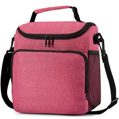 a pink lunch bag on a white background