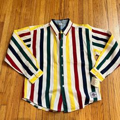 Vintage Merona Shirt Kids Large Bright Color Button Red Blue Green Yellow Red Blue Green, Blue Shirt, Bright Color, Vintage Tops, Green Yellow, Red Yellow, Kids Shirts, Red Blue, Shirts Tops