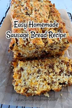 easy homemade sausage bread recipe with text overlay