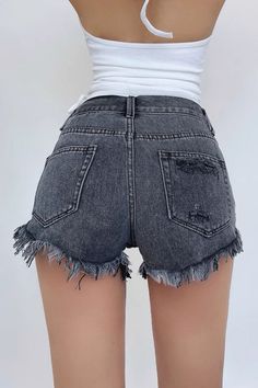 Item Type: ShortsMaterial: DenimLength: ShortsClosure Type: Button FlyColor: Light Blue. Dark Gray. WhiteSize: XS.S.M.L Size(cm) Pants Length Waist Hip XS 23 66 92 S 24 70 96 M 25 74 100 L 26 78 104 Trendy Denim Bottoms With Frayed Hem, Non-stretch Denim Cutoff Bottoms, Casual Denim Pants With Short Legs, Casual Short-leg Denim Pants, Casual Ripped Short Jeans, Ripped Dark Wash Short Bottoms, Mid-rise Denim Blue Bottoms With Frayed Hem, Trendy Cutoff Denim Blue Bottoms, Trendy Denim Blue Cutoff Bottoms