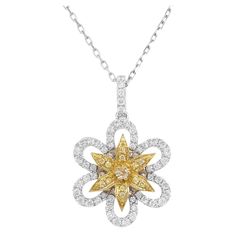 Luxury White Diamond Necklace With Flower Pendant, Exquisite Diamond Flower-shaped Jewelry, Luxury Diamond Flower Pendant Necklace, Luxury Silver Diamond Necklace In Flower Shape, Luxury Silver Flower-shaped Diamond Necklace, Luxury Diamond Cut Flower Pendant Necklace, Luxury Brilliant Cut Diamond Flower Pendant Necklace, Dazzling Flower Pendant Jewelry With Single Cut Diamonds, Diamond Flower-shaped Necklace With Diamond Accents