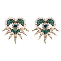 PRICES MAY VARY. EVIL EYE EARRINGS STUDS : 1 pair of earrings size : 1.02"(2.59 cm)*1.01"(2.57 cm) EXQUISITE WORKMANSHIP : The dainty evil eye earrings is made of high quality 18K gold plated brass and inlaid with Cubic Zirconia, our evil eye jewelry is hypoallergenic, and non-fading. PERFECT GIFTS FOR HER : Our lovely evil eye earrings with an eco-friendly dainty package, making it a nice gift to give that special lady or keep for yourself. Perfect most occasions, such as parties, engagement, w Cute Green Jewelry For Party, Green Heart Shaped Earrings For Parties, Green Heart-shaped Jewelry For Party, Green Heart-shaped Party Jewelry, Green Heart Earrings For Valentine's Day Party, Green Earrings For Valentine's Day Party, Nickel-free Heart Drop Earrings For Party, Heart Evil Eye, Evil Eye Design