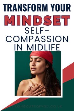 a woman wearing a red headband with the words transform your mindset self - companion in