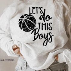 Listing: (1) Let's Do This Boys Basketball Sweatshirt.   Fun and trendy distressed design basketball fleece pullover. Perfect for Basketball moms, coaches, and fans.  Main listing photo:  Ash sweatshirt with black lettering for the design.  Following listing photos... Maroon, black, white, and dark heather gray sweatshirts.  Branding:  Gildan Fleece Crew  -Sizing is unisex *Size chart available in photo section  See more sports items here... https://www.etsy.com/shop/tcctn?section_id=16512219 Ca Basketball Letter Print Sportswear Tops, Basketball Sportswear Tops With Letter Print, Letter Print Sportswear Tops For Basketball, Sportswear Tops With Letter Print For Basketball, Basketball Cotton Sweatshirt For Sports Season, Cotton Sweatshirt For Basketball Sports Season, Long Sleeve Basketball Sweatshirt For Sports Season, Long Sleeve Basketball Sweatshirt, Basketball Shirt Ideas