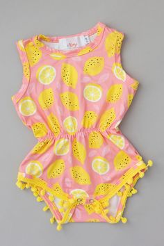 Lemon Squeezy Pom Pom Romper - Mila & Rose ® Mila Rose, Childrens Clothing Boutique, Kid Clothes, Twirl Dress, Garment Bag, Summer Events, Big Sister, Tutu Dress