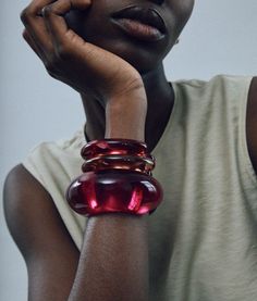 Our signature domed cuff bracelet in hot pink-hued resin looks stellar stacked or solo. Objkts Jewelry, Lip Cuffs, 2024 Outfits, Resin Bracelet, Hoop Charms, Classic Brides, Wide Cuff Bracelets, Board Inspiration, Beaded Cuff Bracelet